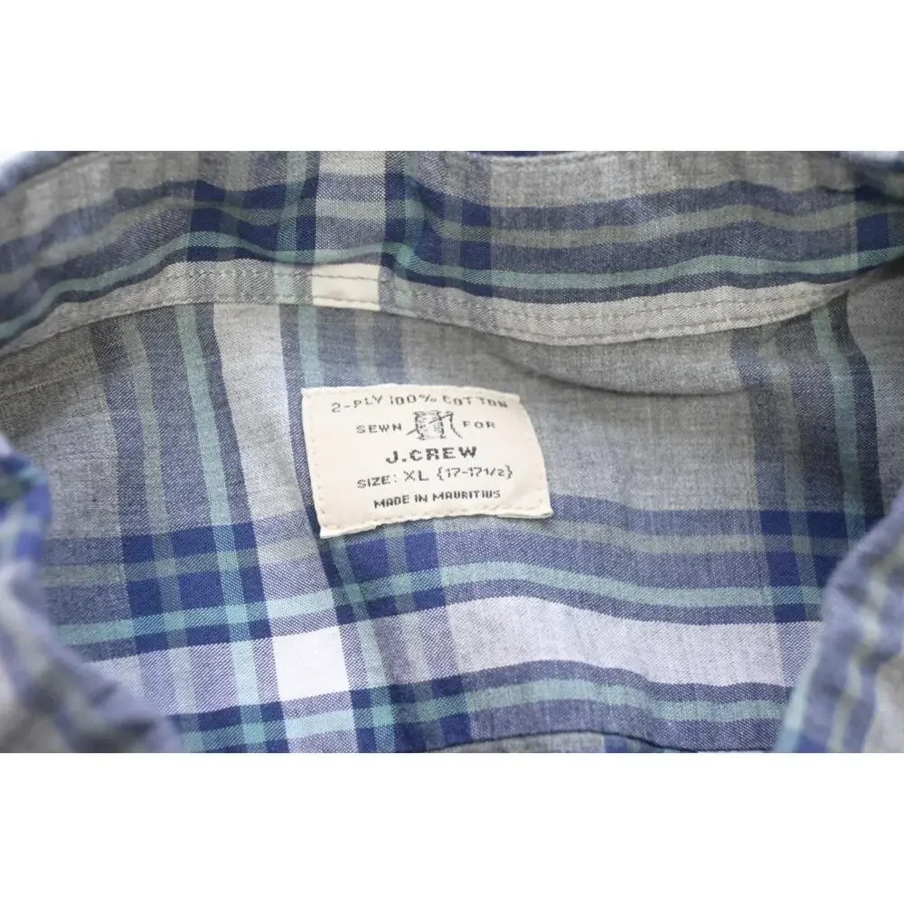 J Crew Dress Shirt Classic Fit Casual Plaid Button Up Long‎ Sleeve Mens XL
